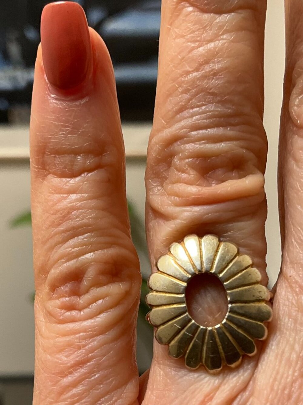 Ayesha Sosa oval petal ring in gold brass size 4.5 Adornment + Theory